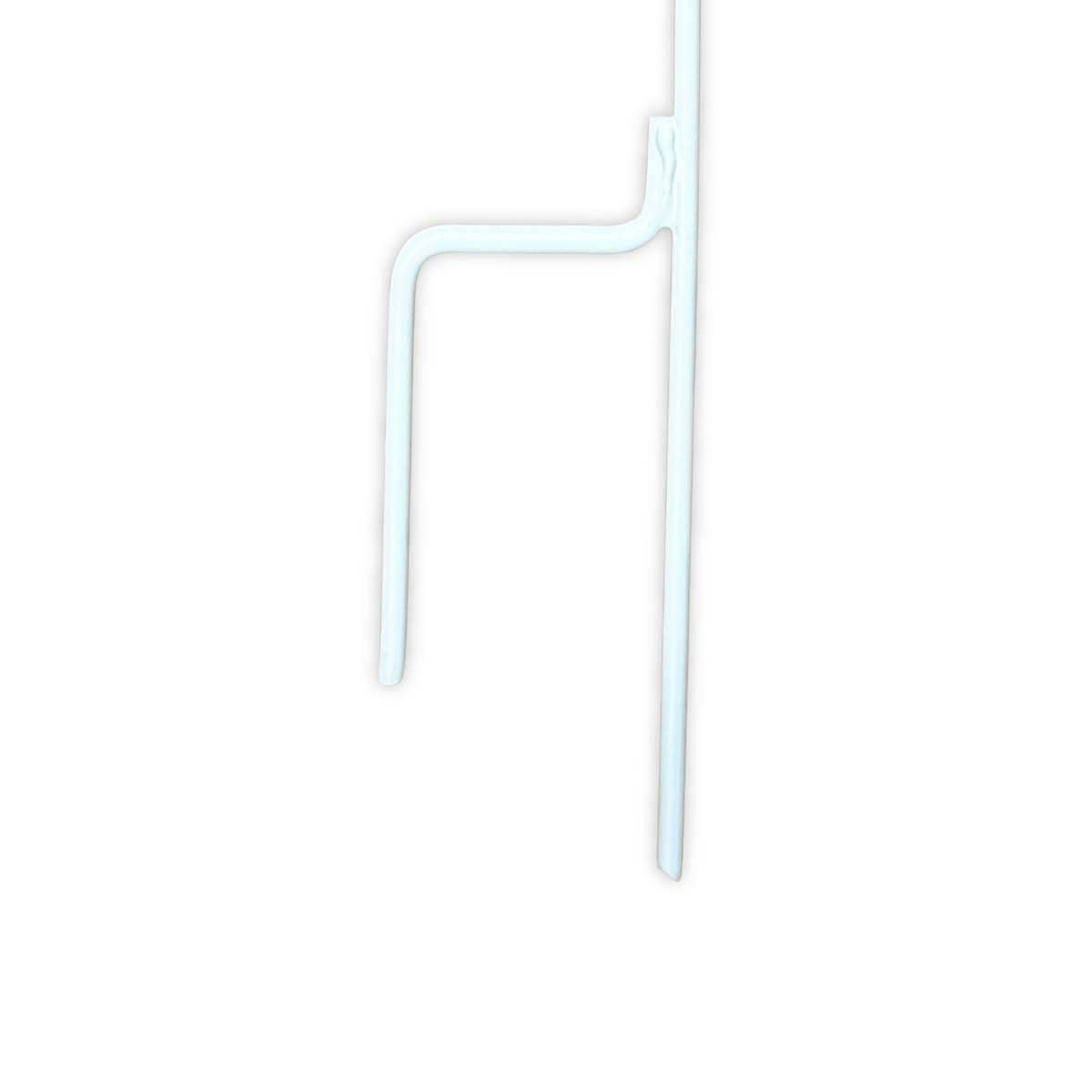Close-up of the white coated step-in foot and ground spike