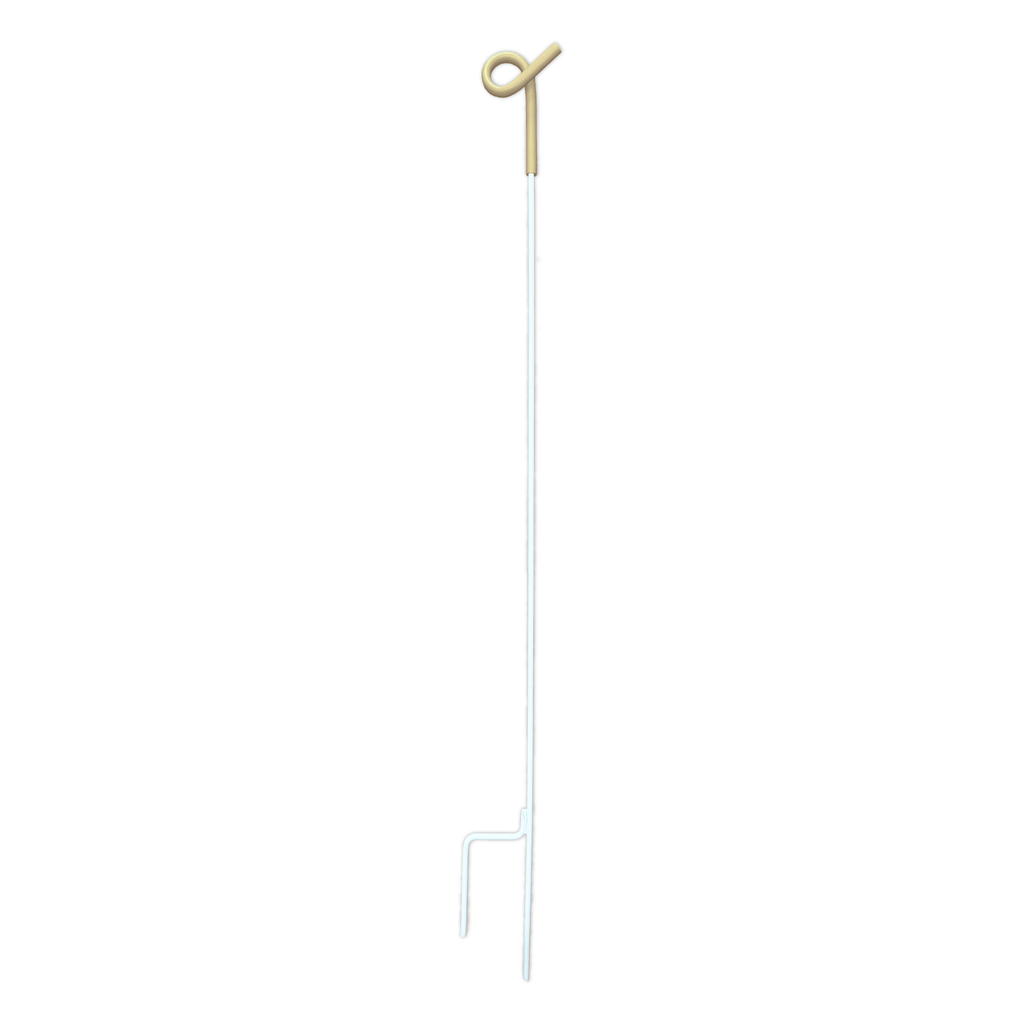 Close-up of the gold pigtail loop and sleeve on the Range Ward step-in post