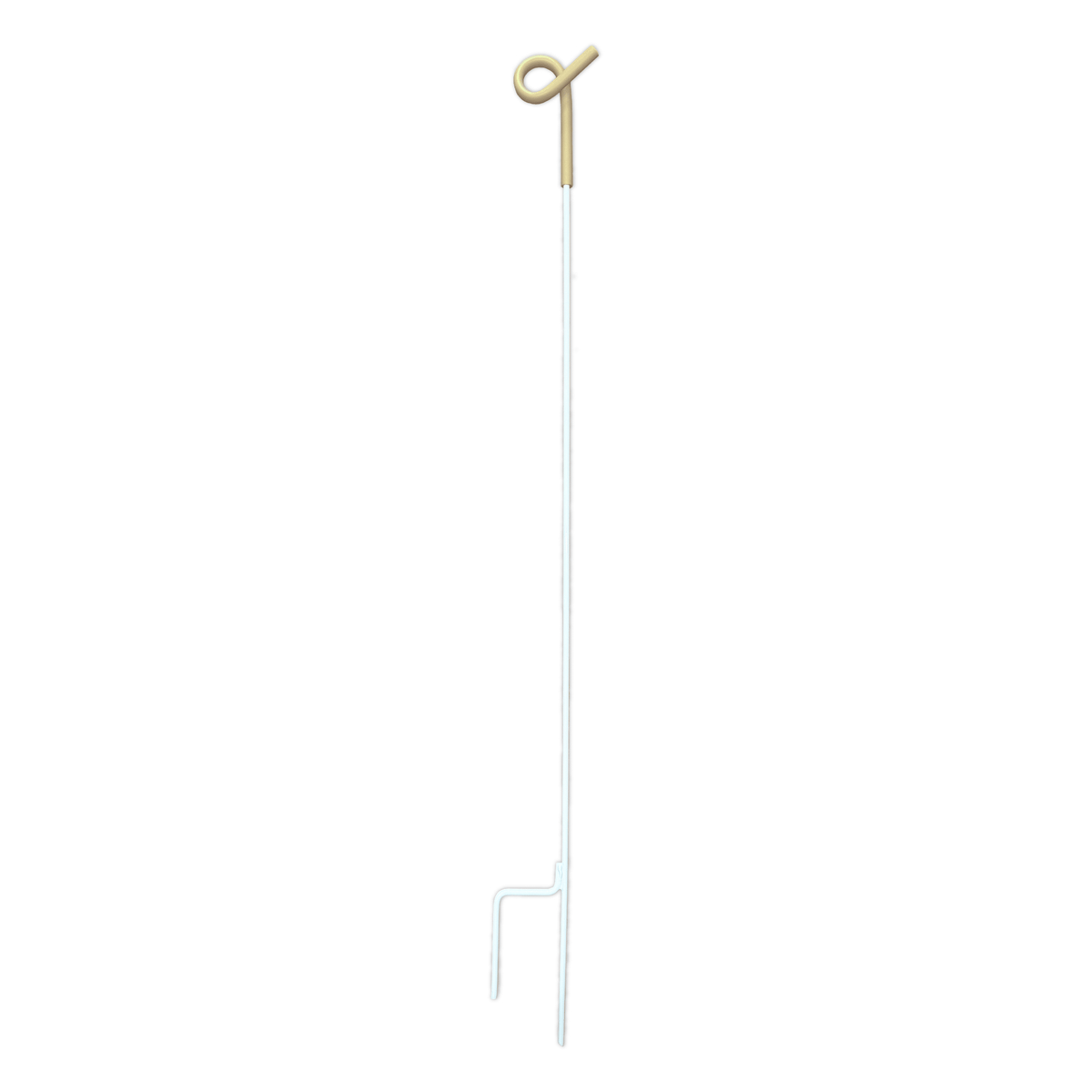 Close-up of the gold pigtail loop and sleeve on the Range Ward step-in post