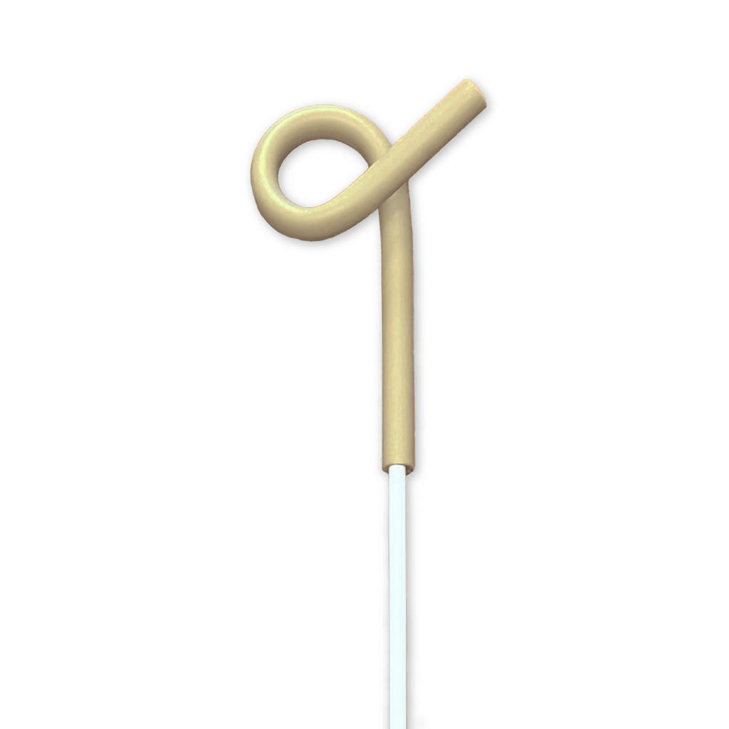 Range Ward pigtail step-in fence post, 42 inch, white coated shaft with gold top loop, full length
